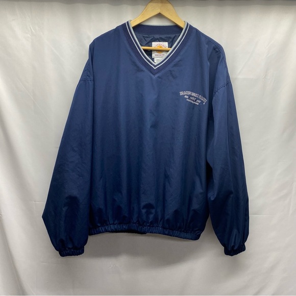 HARDROCK CAFE CLEVELAND PULL OVER JACKET UNISEX LARGE NAVY BLUE - Picture 1 of 11